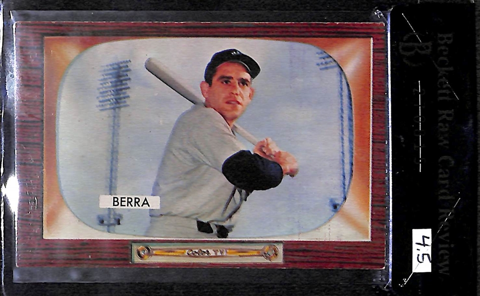 Lot of 3 - 1955 Bowman Yogi Berra #168, Jocko Conlan #303 Umpire, AJ Donatelli #313 Umpire - BVG